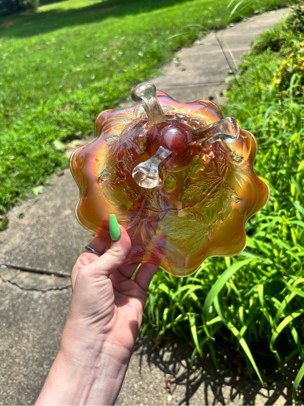 ANTIQUE MARIGOLD CARNIVAL GLASS BOWLS. CHERRY PATTERN. - Picture 12 of 14